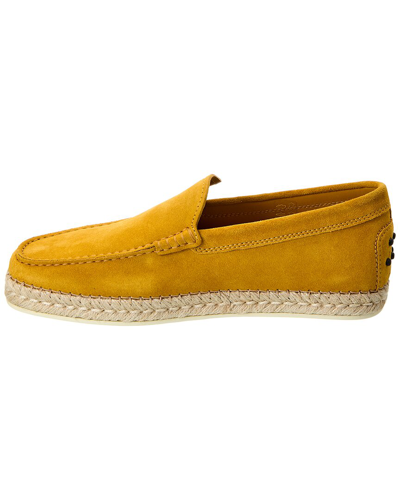 Shop Tod's Suede Espadrille In Yellow