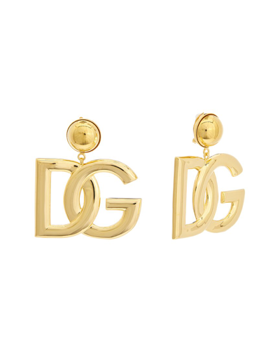 Shop Dolce & Gabbana Dg Logo Oversized Clip-on Earrings In Gold