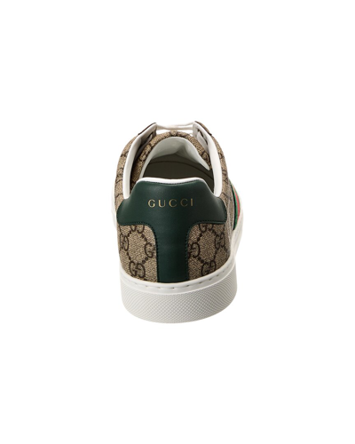 Shop Gucci Ace Web Gg Supreme Canvas & Leather Sneaker In Green