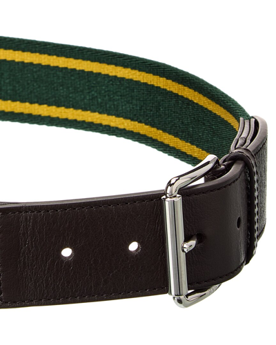 Shop Tod's Web & Leather Belt In Green