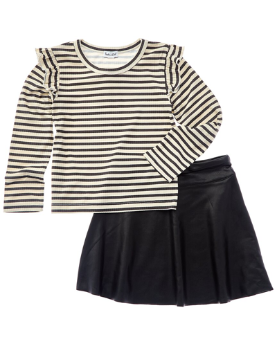 Shop Splendid 2pc Paris Stripe Top & Skirt Set In Black