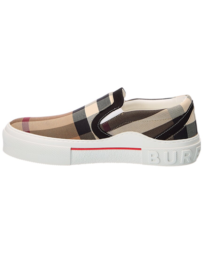 Shop Burberry Vintage Check Canvas Slip-on Sneaker In Brown
