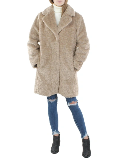 Shop Vince Camuto Womens Warm Midi Teddy Coat In Beige