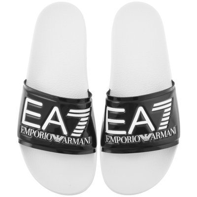 Shop Ea7 Emporio Armani Sliders Black In White