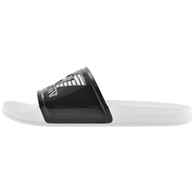 Shop Ea7 Emporio Armani Sliders Black In White