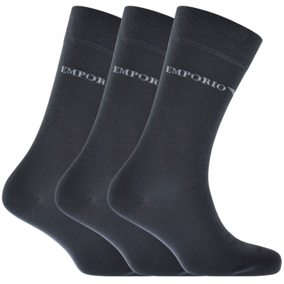 Shop Armani Collezioni Emporio Armani 3 Pack Socks Navy