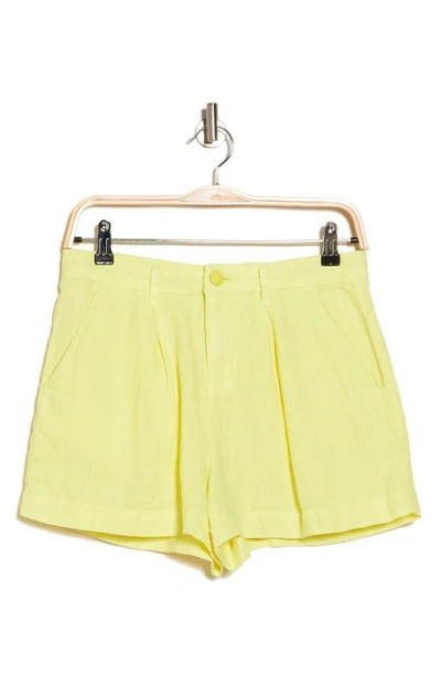 Shop L Agence L'agence Zahari Linen Shorts In Lemon Tonic