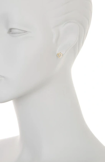 Shop Argento Vivo Sterling Silver Split Cz Heart Stud Earrings In Gold