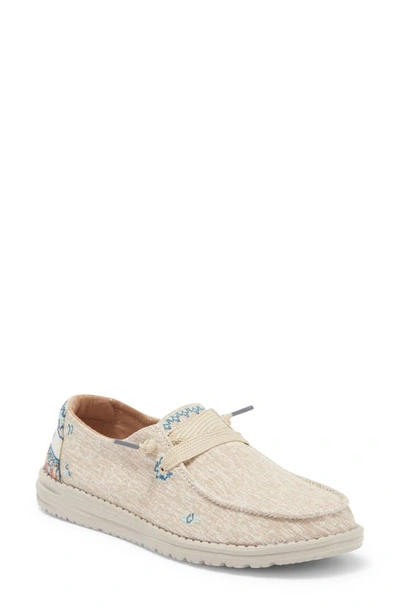 Hey Dude Wendy Flora Boat Shoe In Sunflower Beige