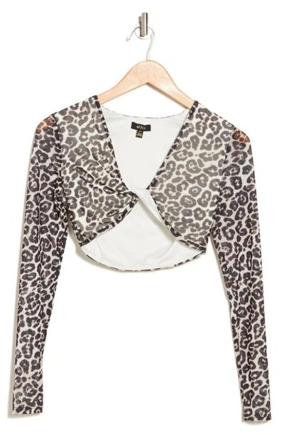 Shop Afrm Yasamin Long Sleeve Twist Front Crop Top In Spring Leopard