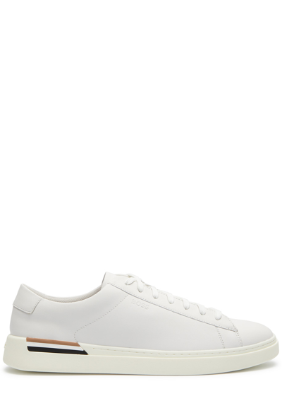Shop Hugo Boss Boss Clint Leather Sneakers In White