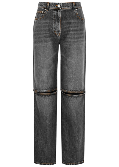 Shop Jw Anderson Cut-out Bootcut Jeans In Grey
