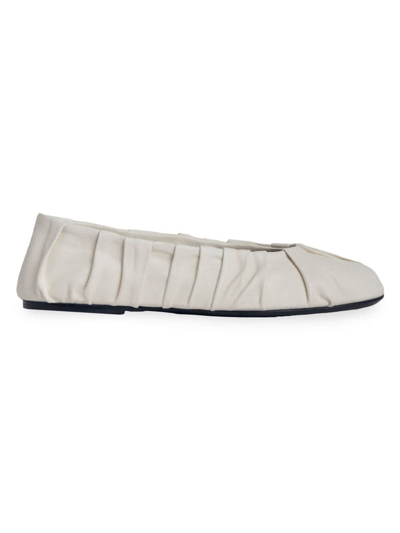 Shop Co Women's Ruched Leather Ballet Flats In Ivory
