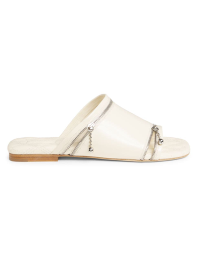 Shop Burberry Women's Peep Leather Sandals In Ivory