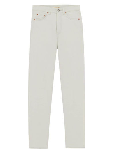 Shop Saint Laurent Women's Slim-fit Jeans In Chalk White Denim