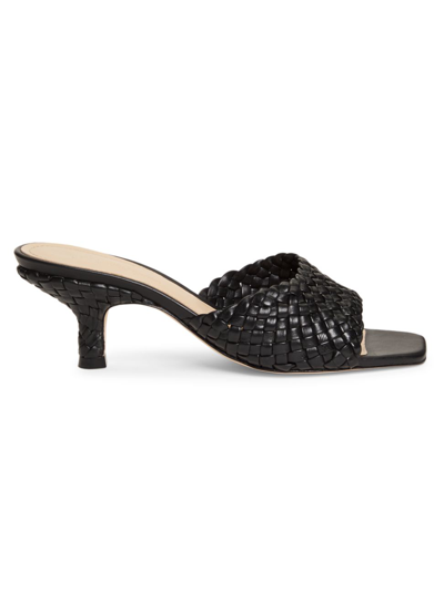 Shop Saks Fifth Avenue Women's Deluxe 60mm Nappa Leather Mules In Black