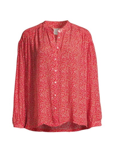 Shop Birds Of Paradis Women's Lilly Floral Shirt In Red Multi