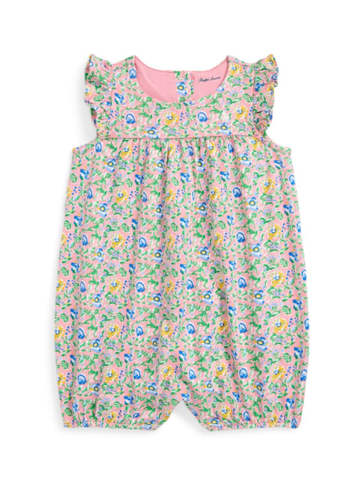 Shop Polo Ralph Lauren Baby Girl's Floral Bubble Playsuit In Beneda Floral Pink Vista Blue