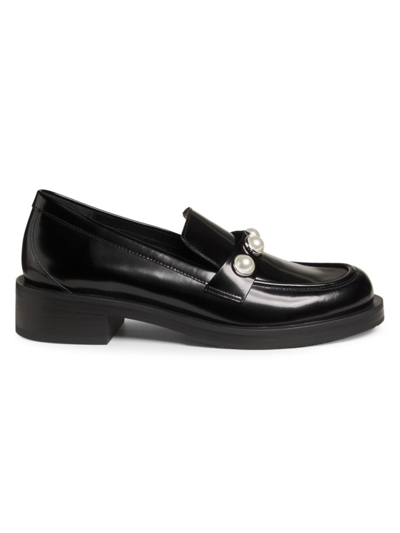 Shop Stuart Weitzman Women's Portia Bold Loafers In Black