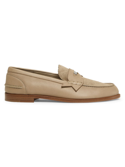 Shop Christian Louboutin Women's Leather & Suede Penny Loafers In Saharienne
