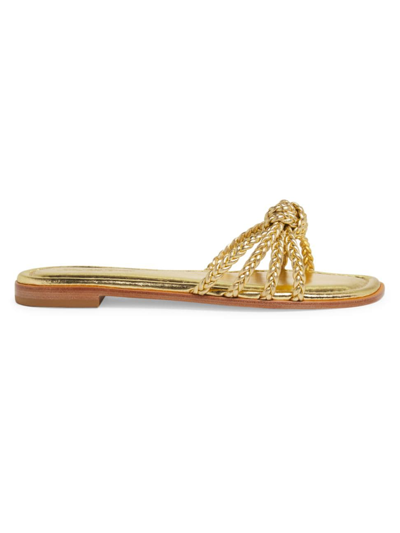 Shop Saks Fifth Avenue Women's Leather Flats In Gold