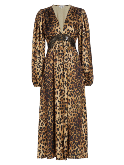 Shop Ronny Kobo Women's Melodie Satin Cheetah-print Midi-dress In Combo Leopard