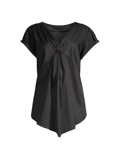 Shop Harshman Women's Monnier Draped Cotton Blouse In Black