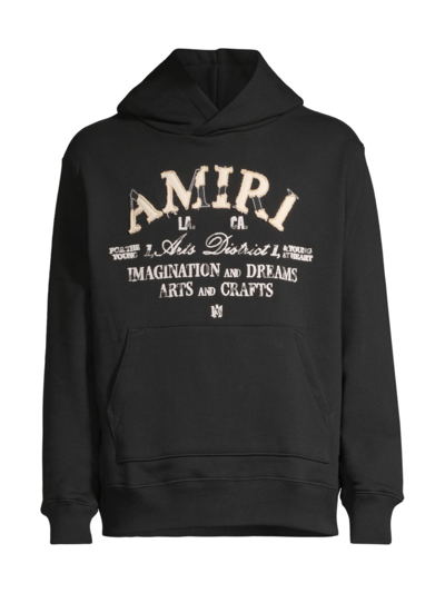 Shop Amiri Men's Distressed Arts District Cotton Hoodie In Black