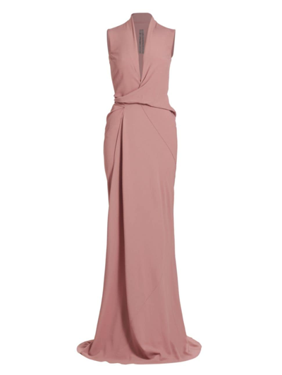 Shop Rick Owens Women's Sleeveless Wrap Gown In Dusty Pink