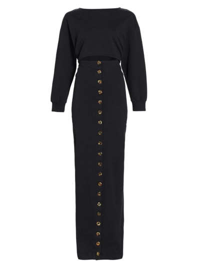 Shop A.w.a.k.e. Women's Jersey Button Maxi Dress In Black
