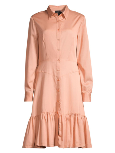 Shop Undra Celeste Women's Ruffled Shirtdress In Light Apricot
