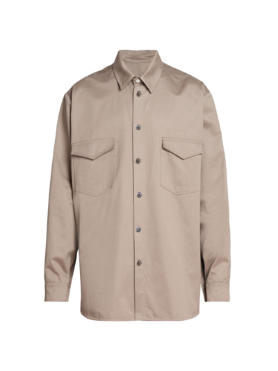 Shop Nanushka Men's Kinny Cotton Button-front Shirt In Grey