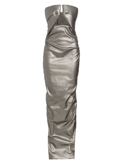 Shop Rick Owens Women's Prong Metallic Column Gown In Gunmetal