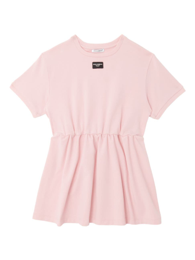 Shop Dolce & Gabbana Little Girl's & Girl's Cotton-blend T-shirt Dress In Rose