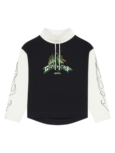 Shop Givenchy Men's Sweatshirt In Fleece With Dragon Print In Black White