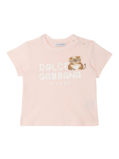 Shop Dolce & Gabbana Baby Girl's Logo T-shirt In Rose