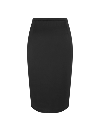 Shop Saint Laurent Women's Pencil Skirt In Satin In Black