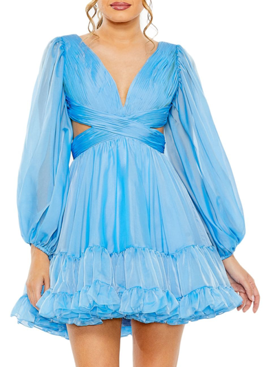 Shop Mac Duggal Women's Cut-out & Lace-up Back Minidress In Blue
