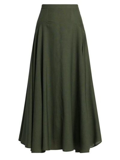 Shop Loro Piana Women's Flavia Breeze Wool A-line Midi-skirt In Sencha Green