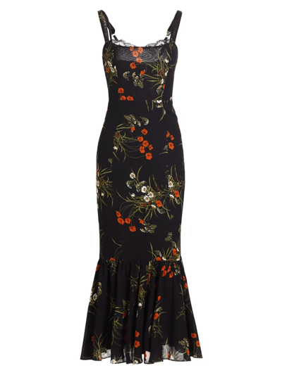 Shop Reformation Women's Irisa Floral Fluted Midi-dress In Robyn