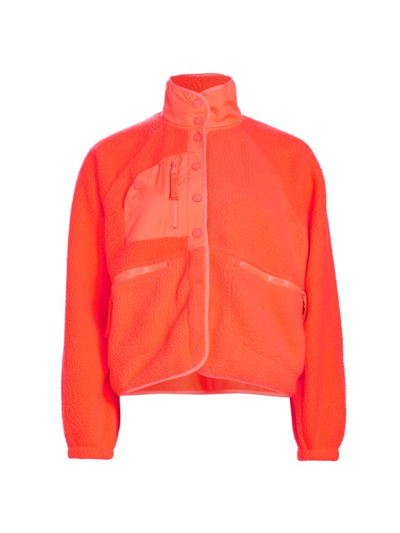 Shop Fp Movement Women's Hit The Slopes Fleece Jacket In Neon Coral