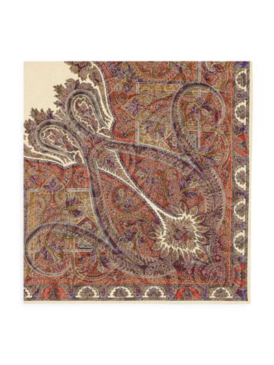 Shop Saint Laurent Women's Square Scarf In Vintage Paisley Jacquard In Red And Multicolor
