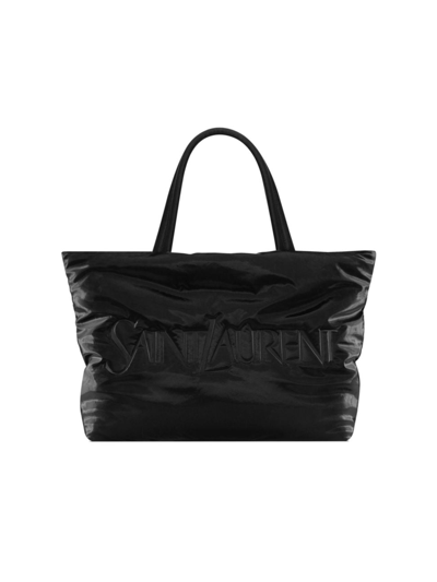 Shop Saint Laurent Women's  Tote In Silktech Canvas In Black