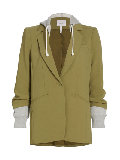 Shop Cinq À Sept Women's Khloe Hooded Blazer In Olive Green Heather Grey