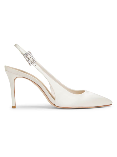 Shop Saks Fifth Avenue Women's 45mm Satin Slingback Sandals In White