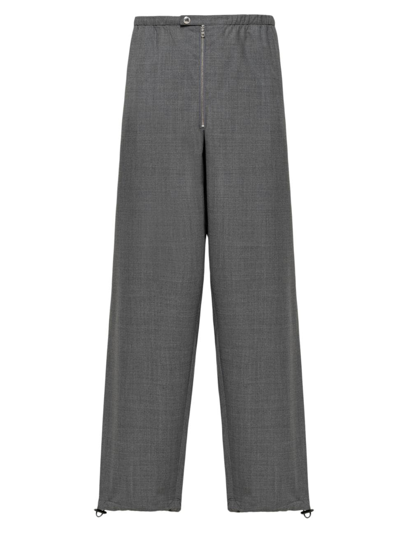 Shop Prada Men's Wool Pants In Grey