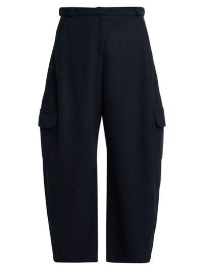 Shop Loro Piana Women's Helge Cashmere-blend Cropped Pants In Blue Grey