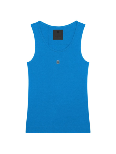 Shop Givenchy Women's Slim Fit Tank Top In Cotton In Moroccan Blue