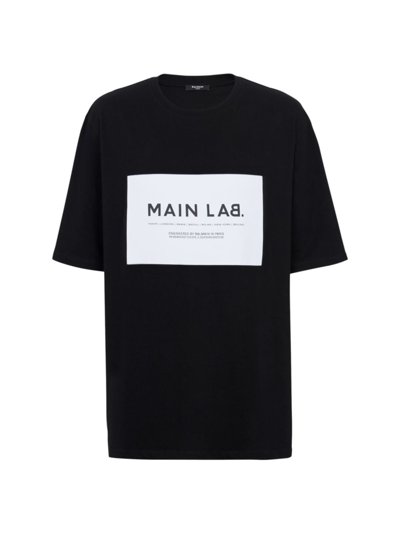 Shop Balmain Men's Main Lab Crewneck T-shirt In Black White