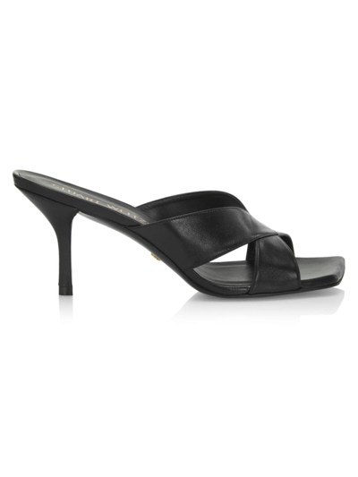 Shop Stuart Weitzman Women's Carmen 65mm Crisscross Leather Sandals In Black